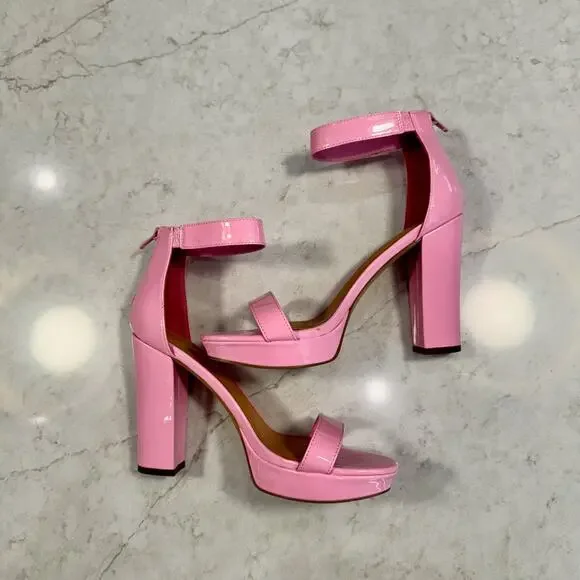 Madden Siren Pink Patent Platform Block Heel Sandals Women’s 8.5 Barbiecore - Picture 11 of 16